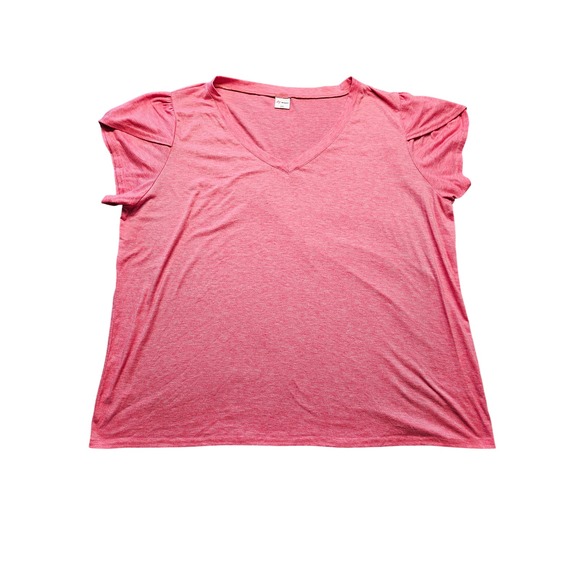 Wiholl Tops - WIHOLL Womens V Neck Petal Sleeve Heather Pink T-Shirt Plus Size 3XL